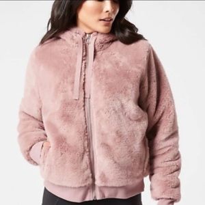 Athleta Rital fur jacket mauve zip up